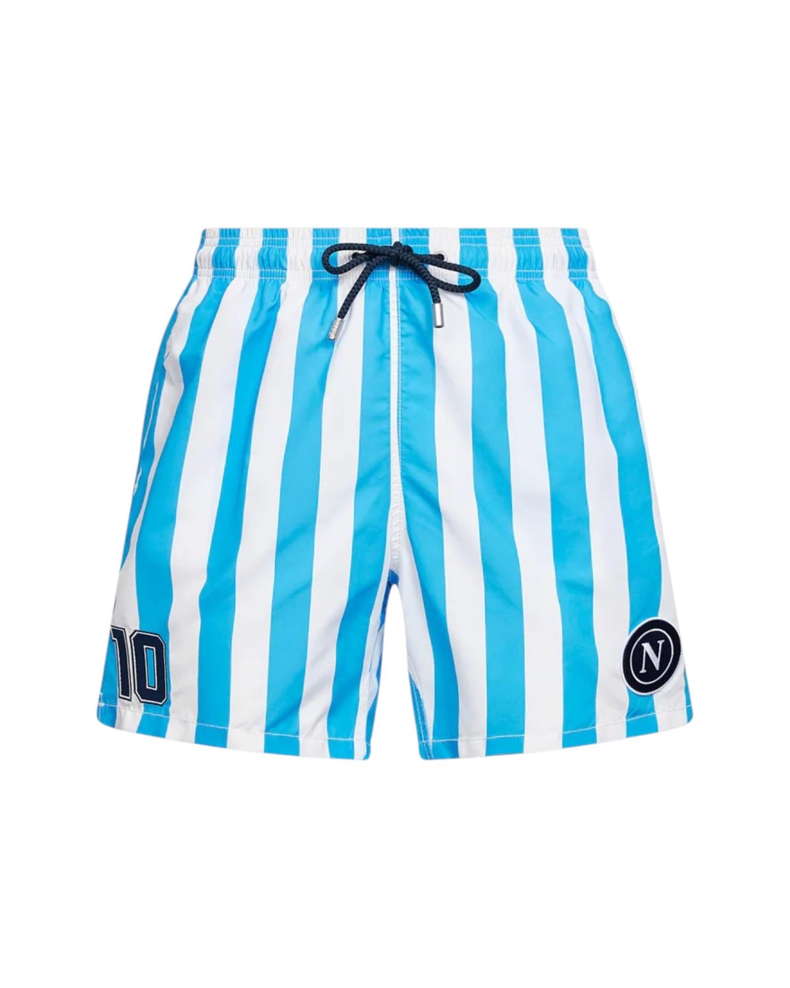 MC2 SAINT BARTH Costume MC2 SAINT BARTH uomo GUS0001 07458L32 a righe con stampa napoli Celeste Bianco<BR/> GUS000107458L 32