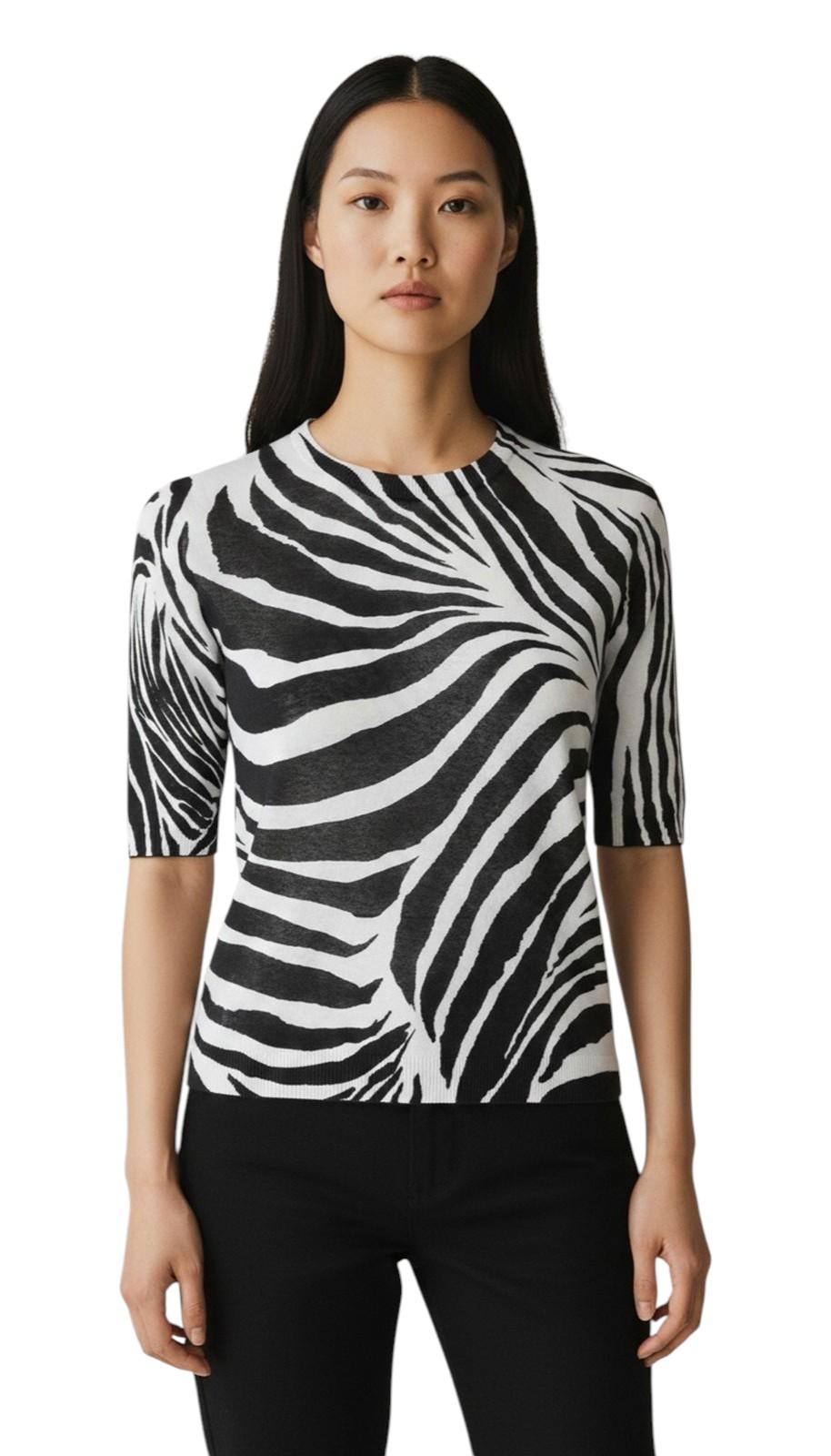 STUDIO Maglia Studio donna 2616361052600 005 Ago in misto cotone zebra Nero Bianco<BR/> 2616361052600 005