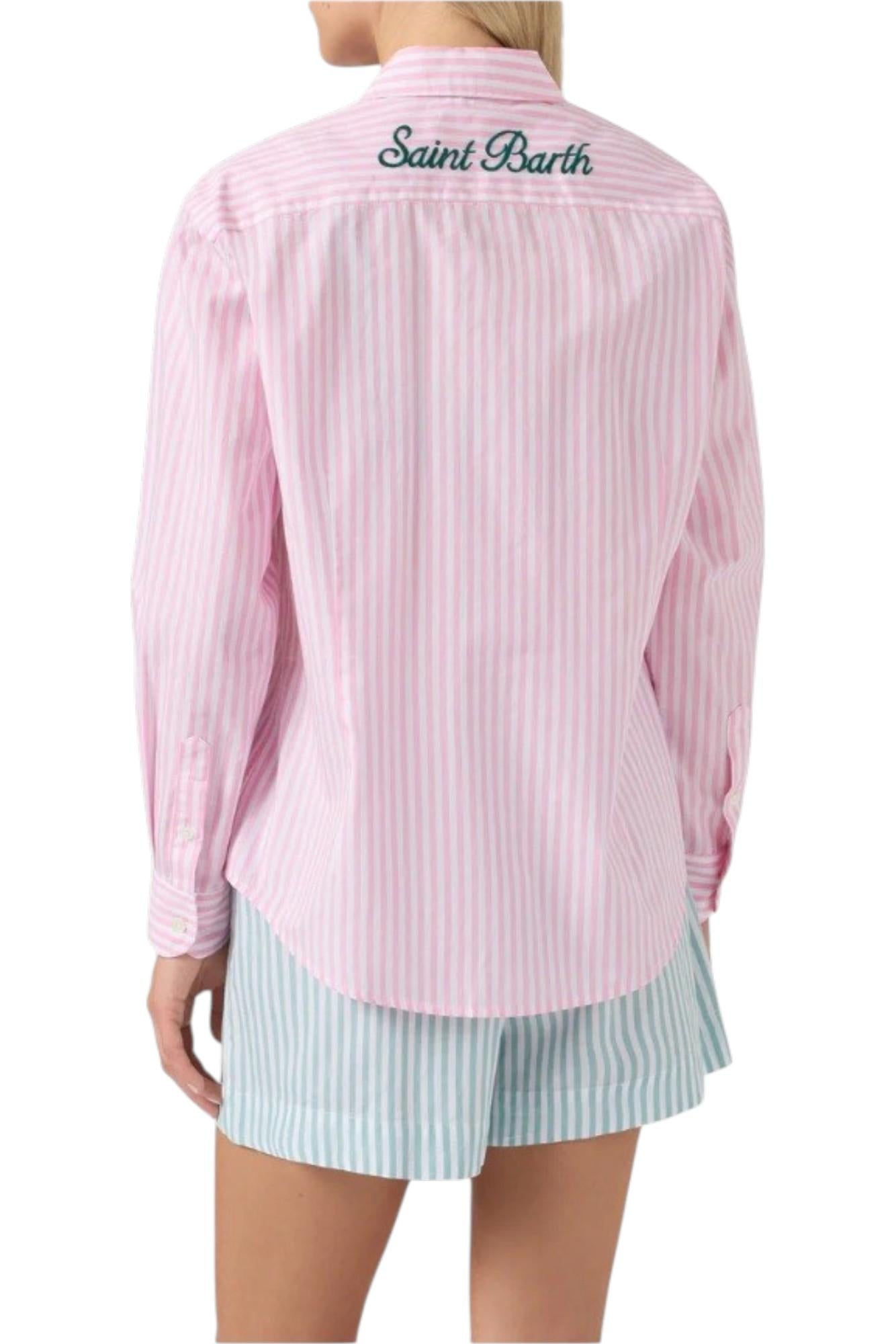 MC2 SAINT BARTH Camicia MC2 SAINT BARTH donna MDH001 00723L 21 Meredith Cotton Stripe a righe rosa con ricamo Saint Barth Rosa <BR/> MDH00100723L 21