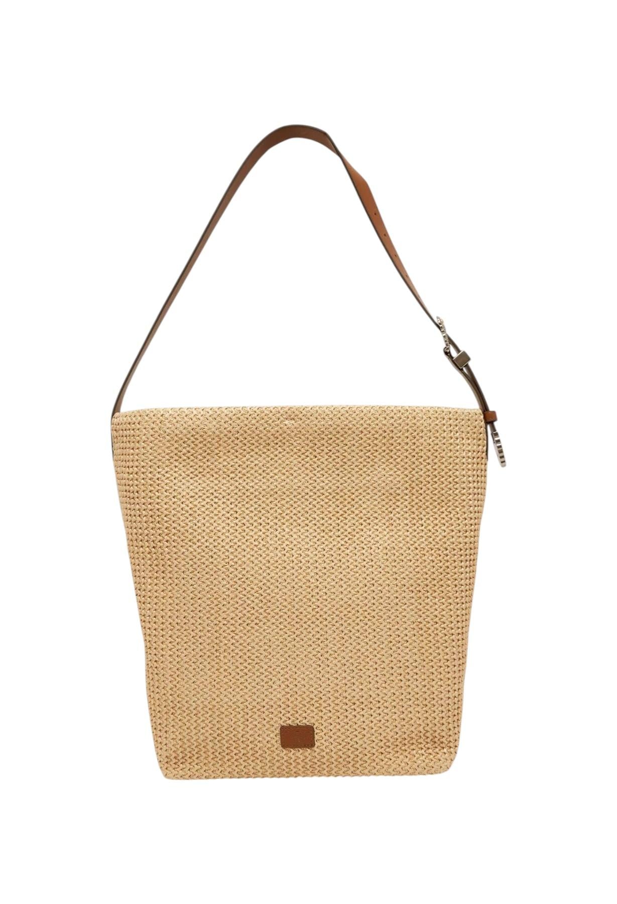 PINKO Borsa Pinko donna 106834A391 HH24 Bucket Big Trittico Rafia Pelle Beige<BR/> 106834A391 HH24