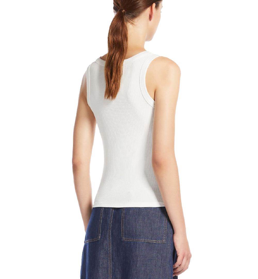 WEEKEND Top Weekend donna Multic 2515941022600 Bianco cotone scollo tondo spalline costine aderente 2515941022600 001