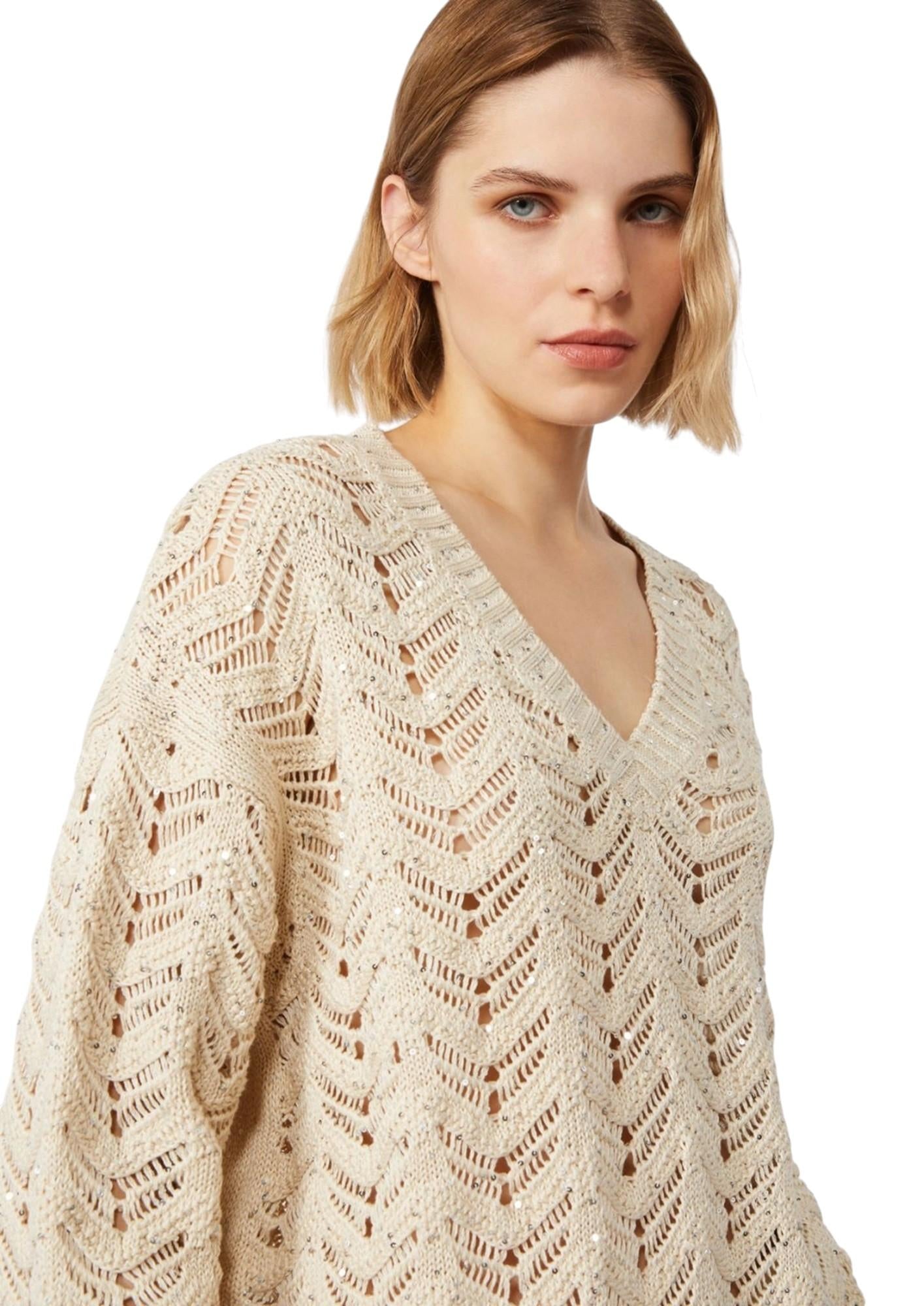 STUDIO Maglia Studio donna 2616361032600 002 Felino in filato e paillette Beige 2616361032600 002