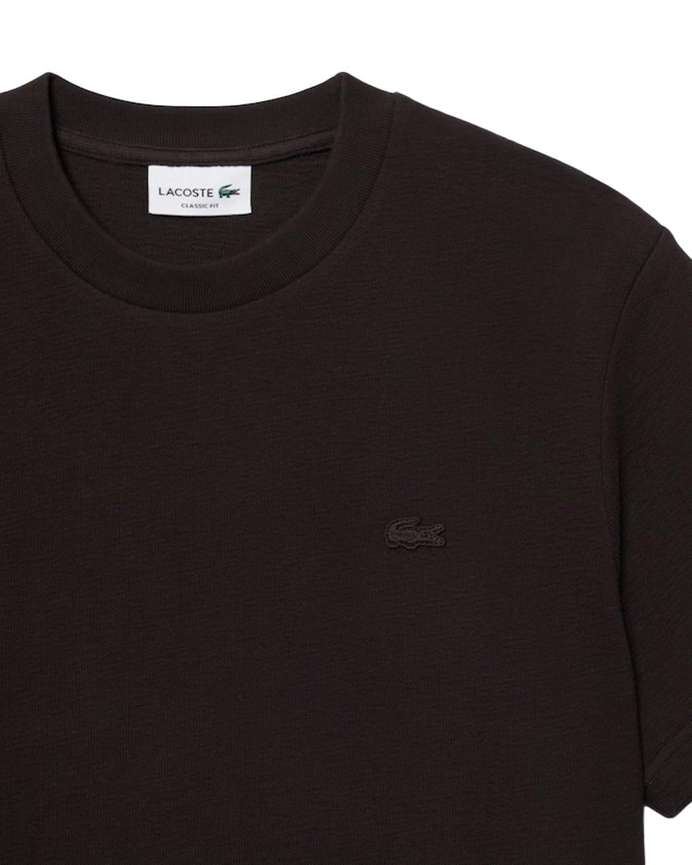 LACOSTE T-shirt LACOSTE uomo TH1979 Marrone crepe cotone classic fit collo a coste TH1979 3LA