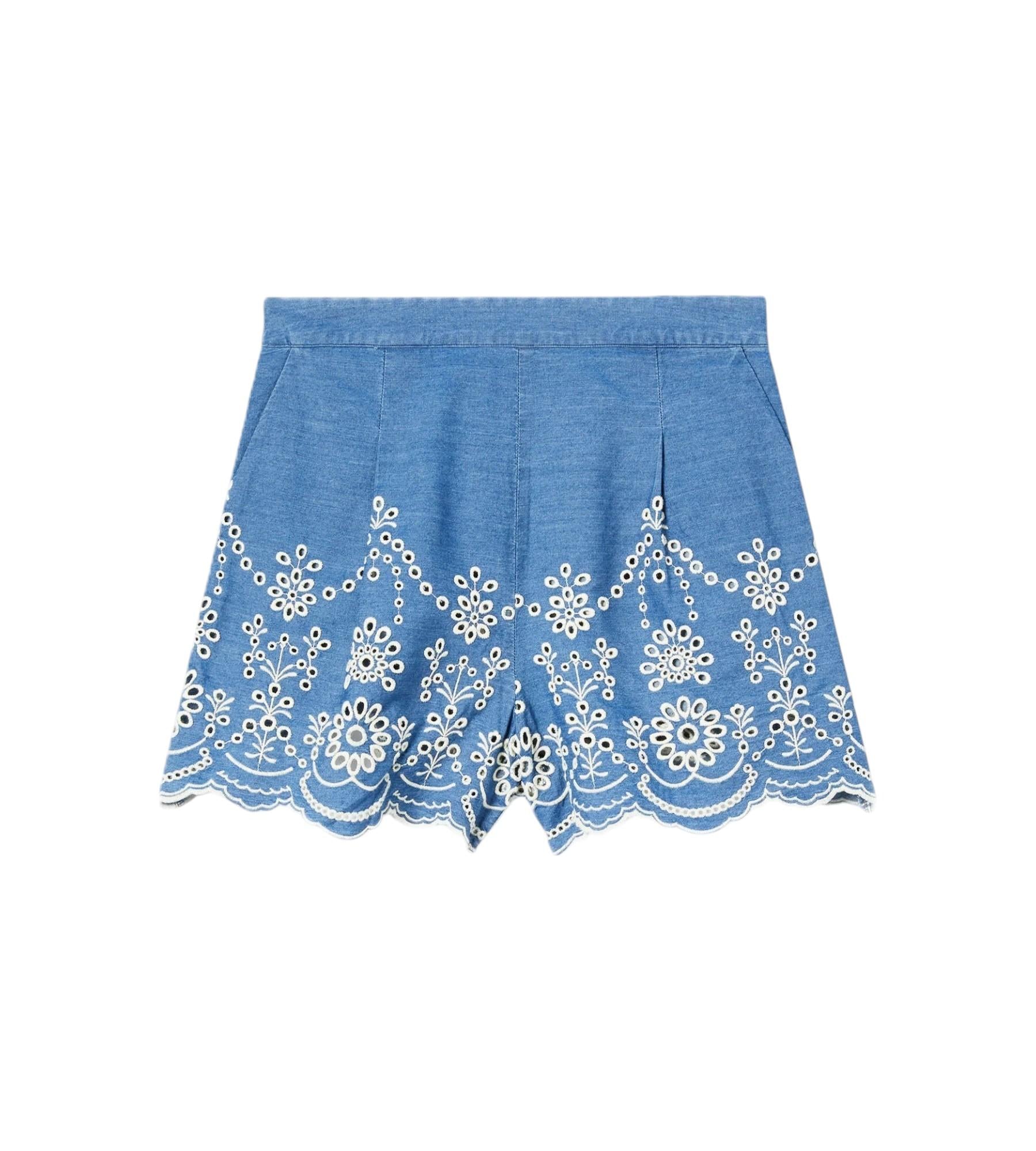 MC2 SAINT BARTH Bermuda MC2 SAINT BARTH donna AMN0001 00473L 10 Amani in chambray con ricamo Denim<BR/> AMN000100473L 10