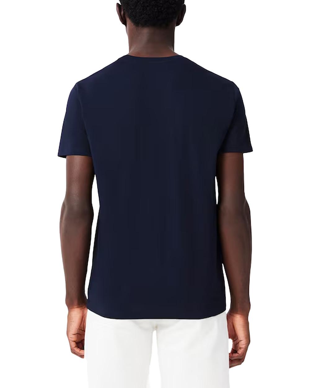 LACOSTE T-shirt LACOSTE uomo TH6709 Blu pregiato cotone taglio dritto regular coccodrillo TH6709 166