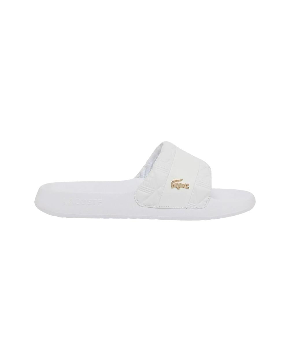 LACOSTE Ciabatte LACOSTE uomo Serve Slide Hybrid E03862 Bianche tinta unita dettaglio logo regular fit<BR/> E03862 21G
