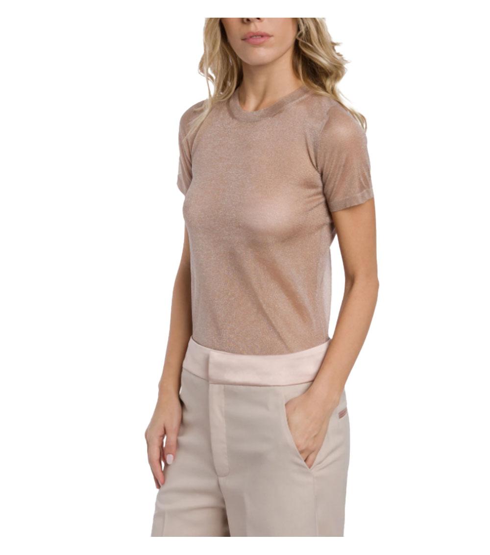 DONDUP T-shirt Dondup donna DT411M00999D cipria girocollo slim organza<BR/> DT411M00999D 007