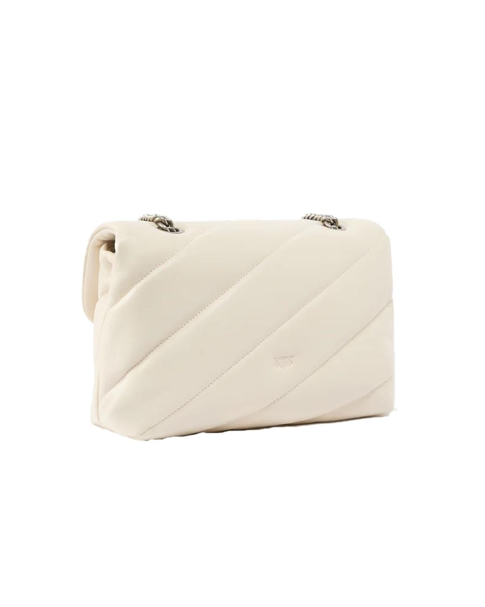 PINKO Borsa PINKO donna CLASSIC LOVE BAG PUFF 100038A0F2 Bianca nappa pelle trapuntatura tracolla argento 100038A0F2 Z14O