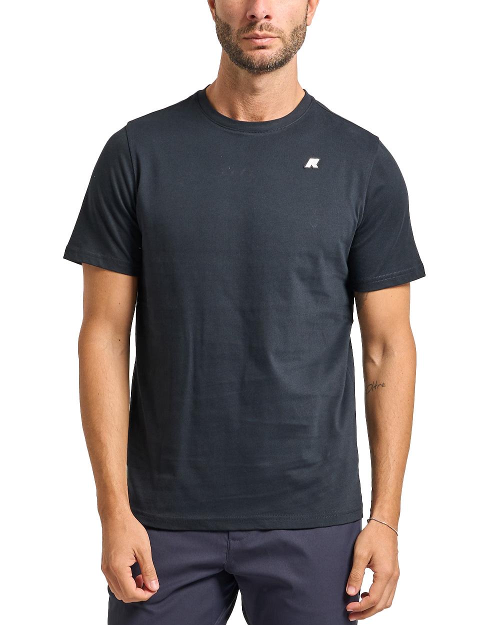 K-WAY T-shirt K-WAY uomo K3136RW Nera vestibilità regular fit girocollo silhouette clean logo discreto sul petto<BR/> K3136RW USY
