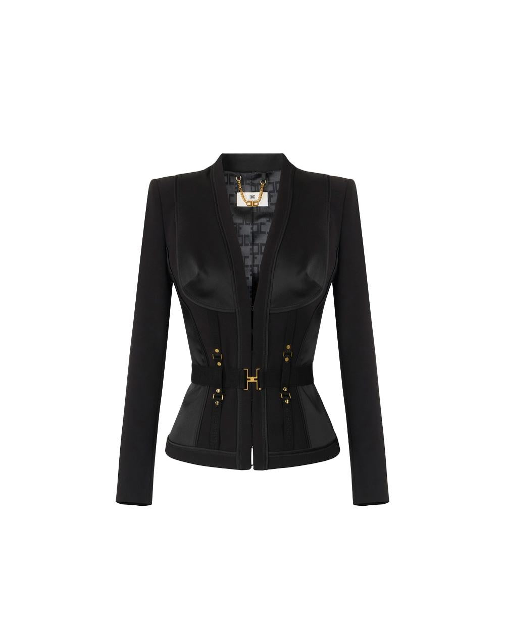 ELISABETTA FRANCHI Giacca ELISABETTA FRANCHI donna GI23362E2 Nera scollo a v bustier raso aderente GI23362E2 110
