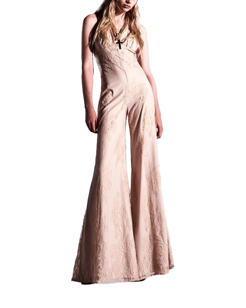 ANIYE BY Tuta ANIYE BY SILVA donna 185275 Cipria pizzo scollo all'americana ricami all over 185275 02486