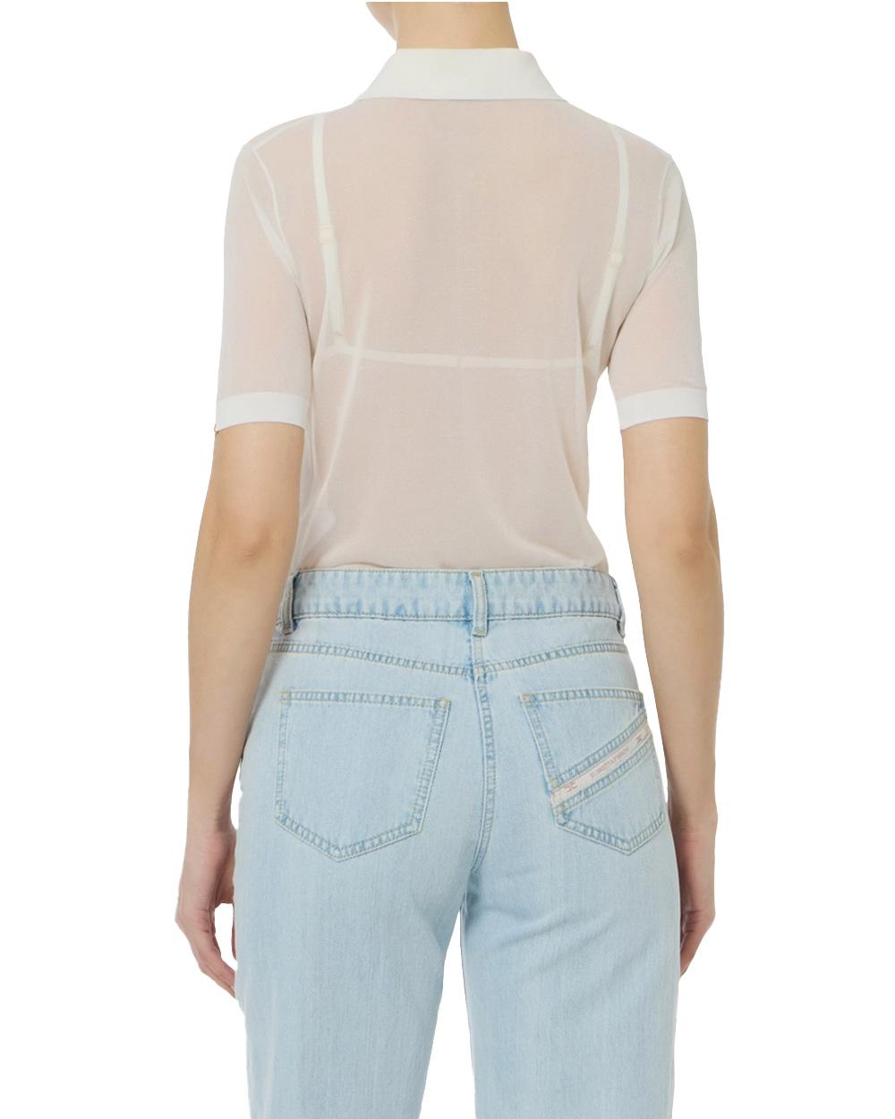 ELISABETTA FRANCHI Maglia ELISABETTA FRANCHI donna MK80B61E2 Bianca polo nylon maniche corte clletto reggiseno aderente MK80B61E2 360