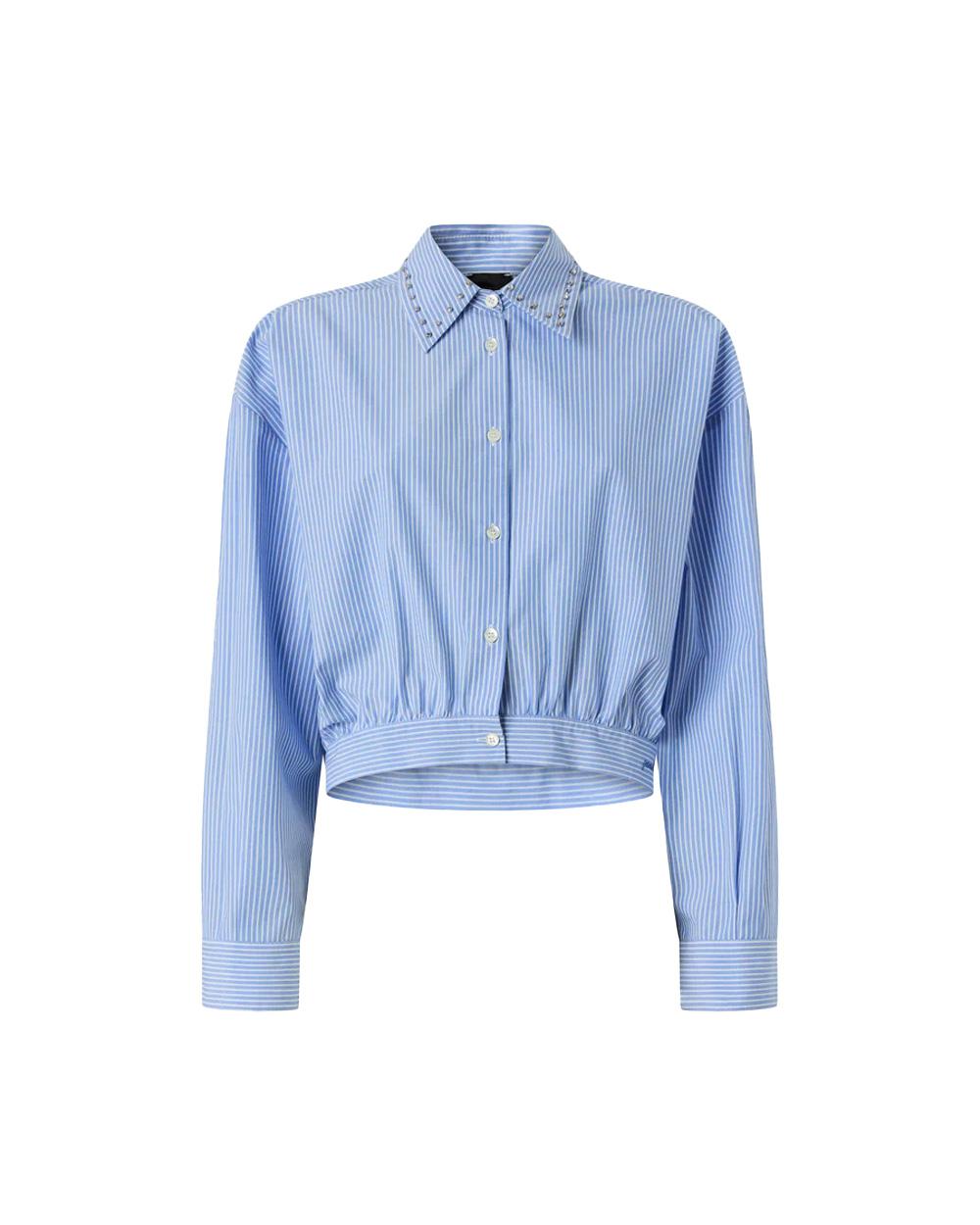PINKO Camicia PINKO donna CHARITA 106277A32R Azzurra cropped cotone colletto classico<BR/> 106277A32R ZE5