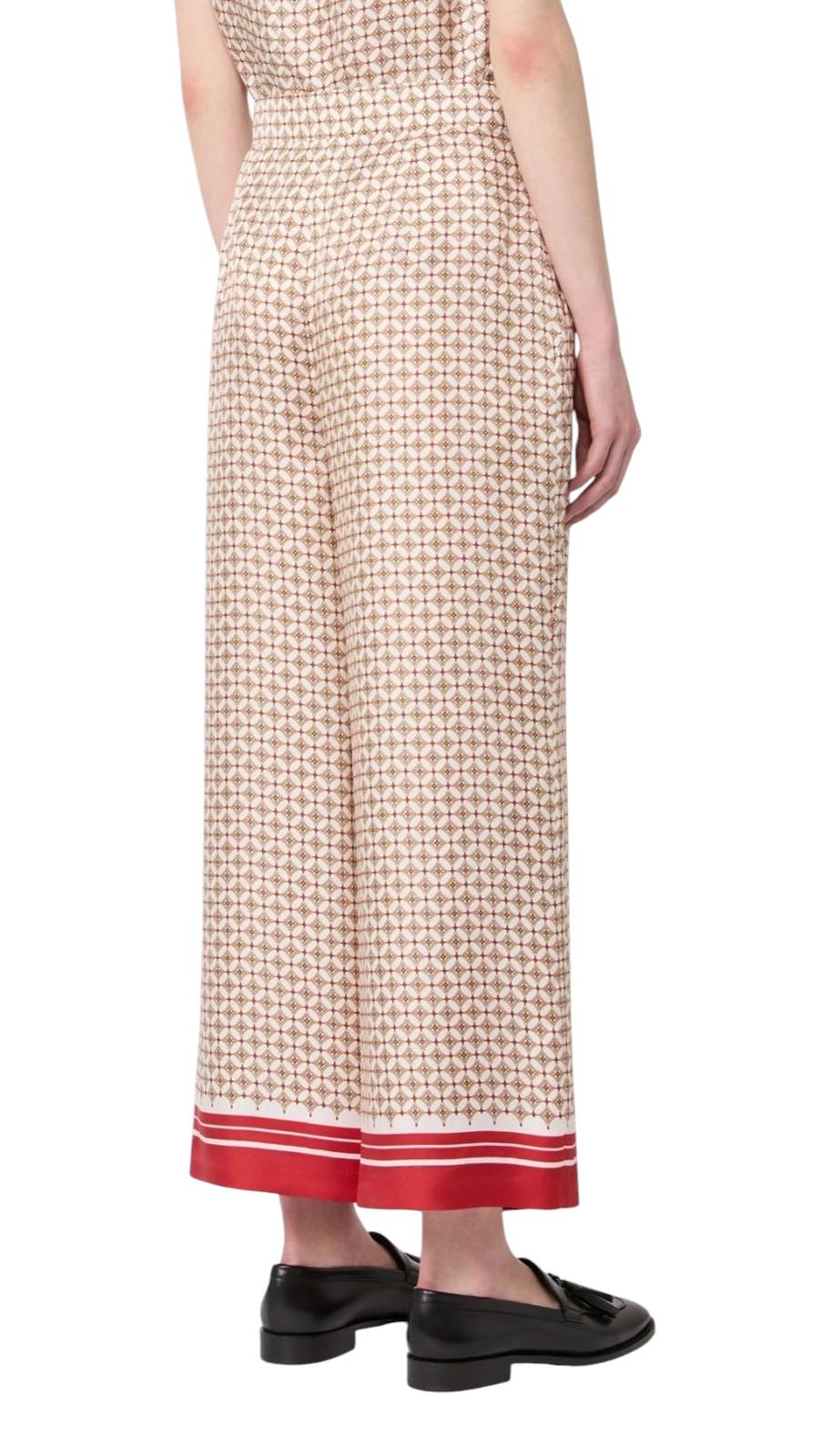 STUDIO Pantalone Studio donna 2616131011600 001 Ottelia in seta stampata Rosso<BR/> 2616131011600 001