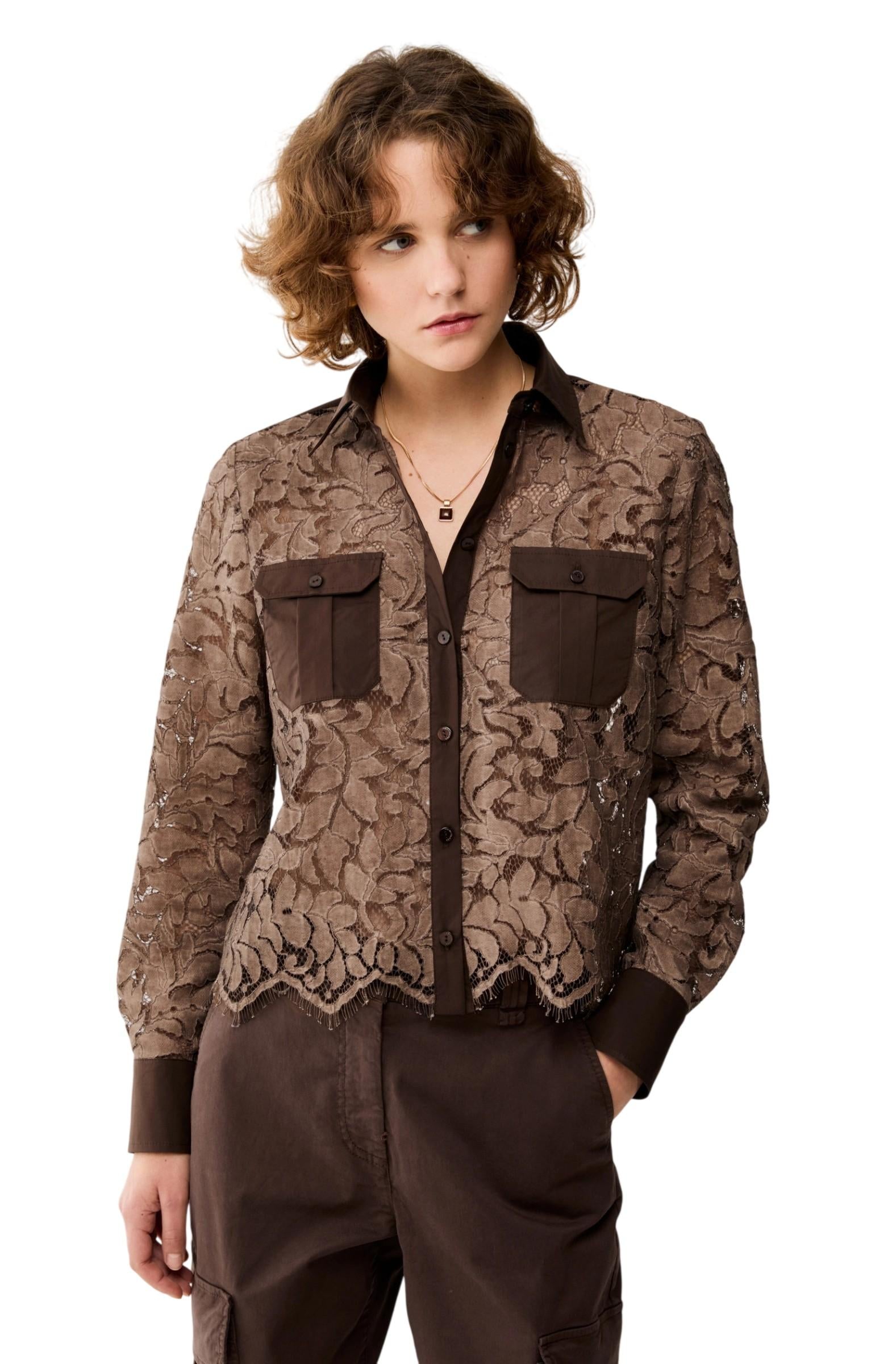 PENNYBLACK Camicia Pennyblack donna 2612111032200 001 Fresia pizzo Cacao<BR/> 2612111032200 001