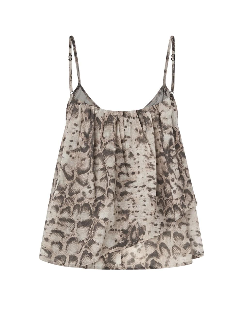 PINKO Top Pinko donna 106868A3AP CZ9 Udine Multicolor stampa animalier Beige Nero<BR/> 106868A3AP CZ9