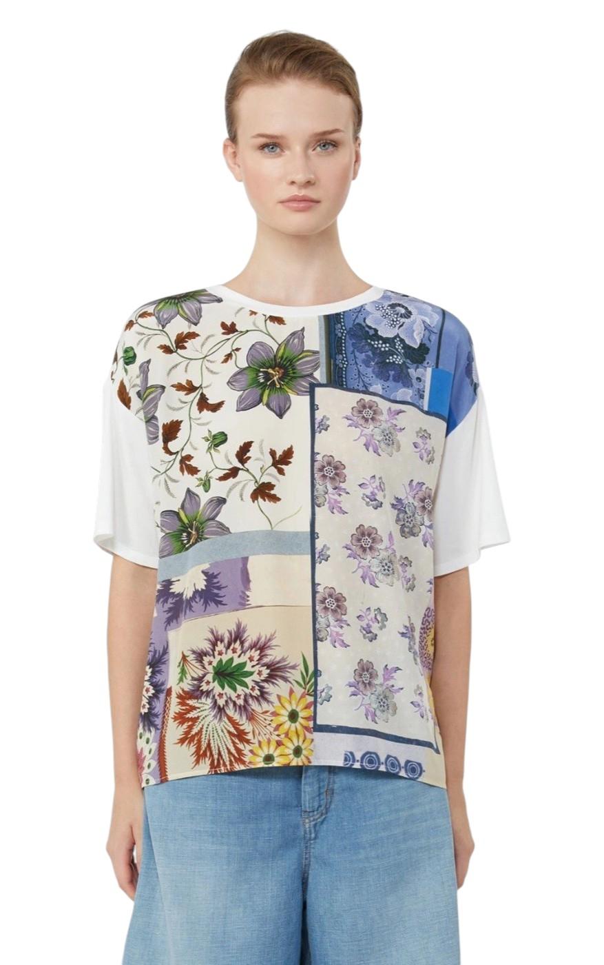 WEEKEND T-shirt Weekend donna 2615941062600 001 Pampas in crêpe de Chine stretch fiori Multicolor<BR/> 2615941062600 001