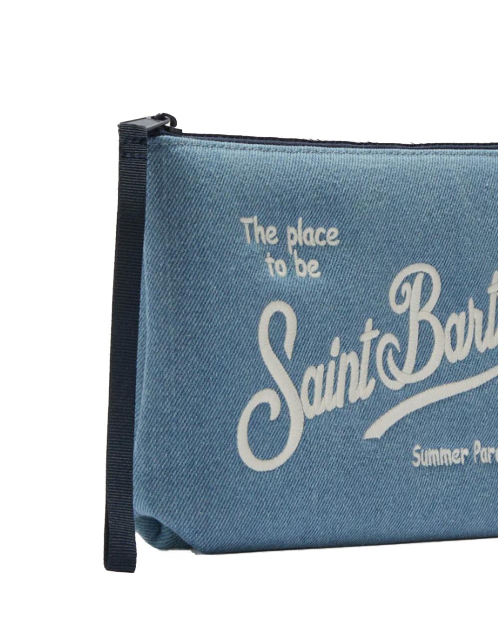 MC2 SAINT BARTH Pochette MC2 SAINT BARTH unisex ALI000701759L Denim effetto tinta unita logo laccetto ALI000701759L 00