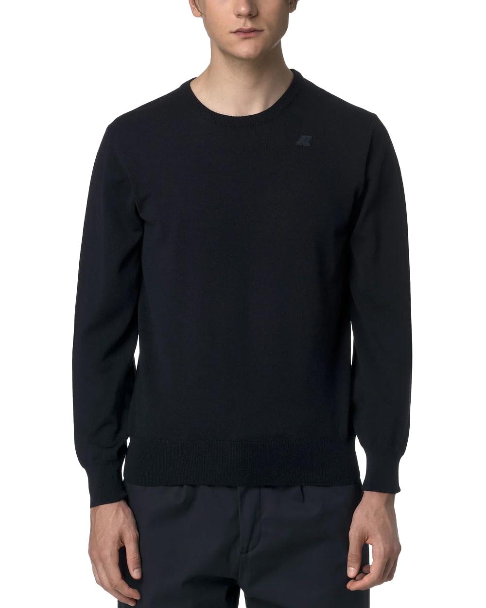 K-WAY Maglione K-WAY uomo SEBASTIEN MERINO K2142EW Blu lana merino easy-care vestibilità regolare regular fit girocollo K2142EW K89