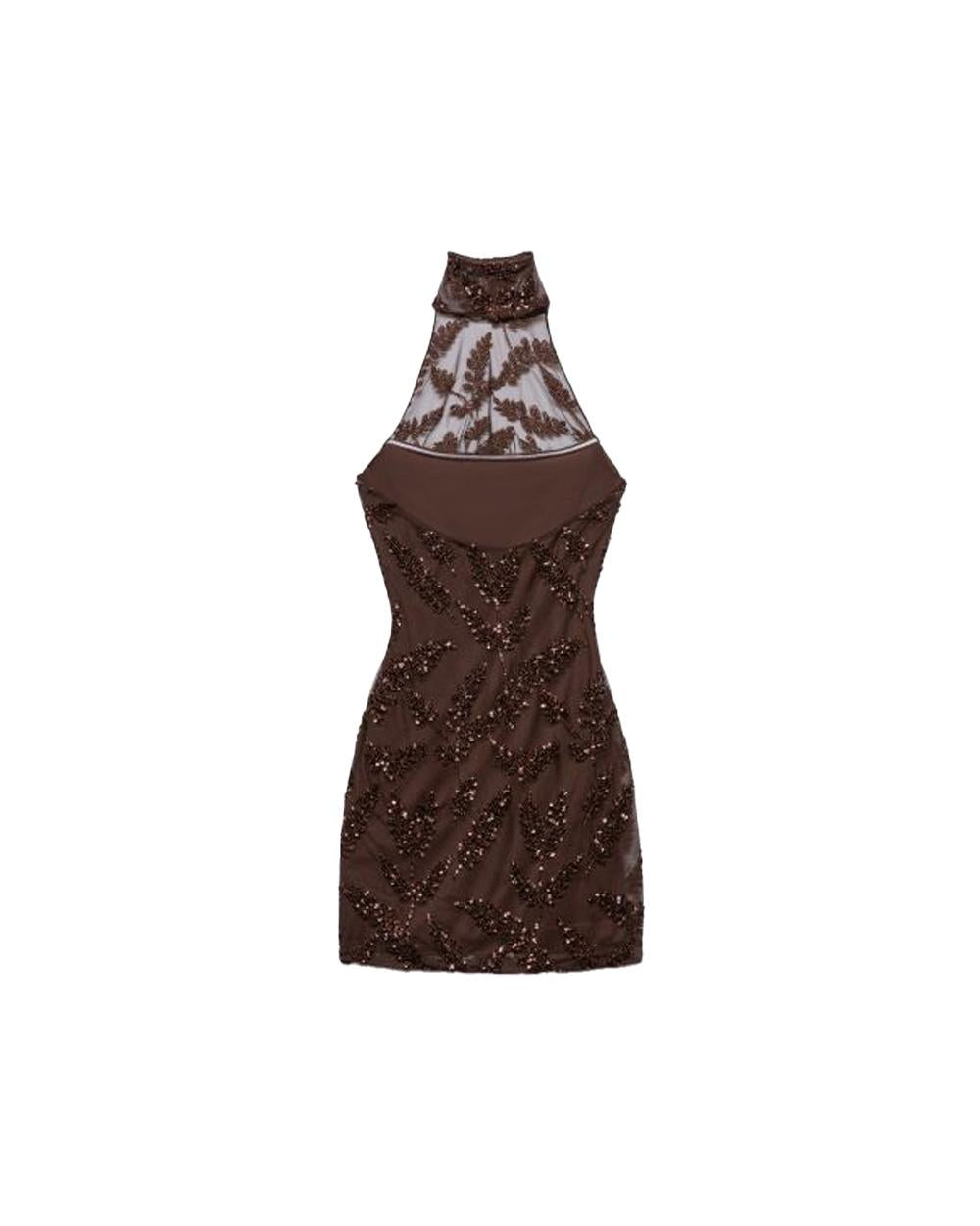 ANIYE BY Abito ANIYE BY UMA donna 185246 Cioccolato tulle ricamato paillettes scollo all'americana 185246 02481