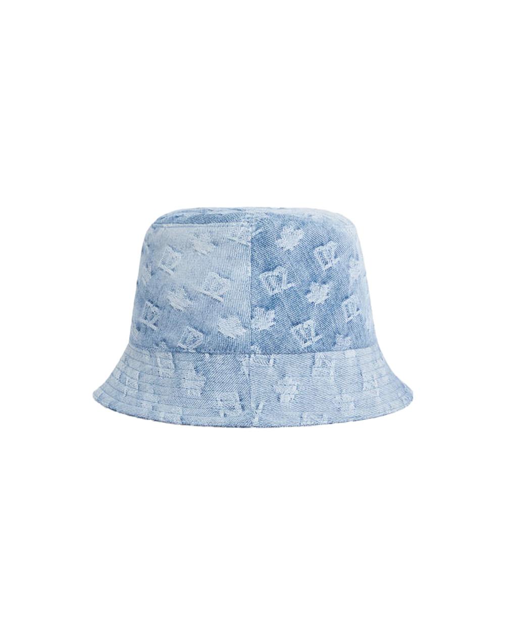 DSQUARED2 Cappello DSQUARED2 uomo Bucket D2 Monogram HAM0103101087523 Azzurro denim cotone vintage HAM0103101087523 098