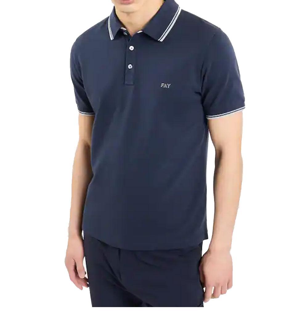 FAY Polo Fay uomo NPMB250140STDWU blu in cotone stretch bordini <BR/> NPMB250140STDWU 806