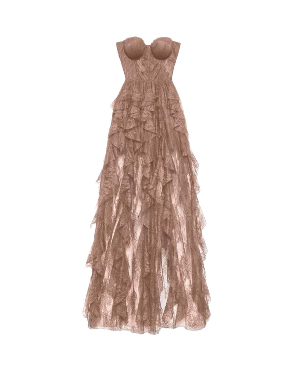 ANIYE BY Abito ANIYE BY TAMARA donna 185038 Cipria pizzo lunghi volant fascia a cuore 185038 02486