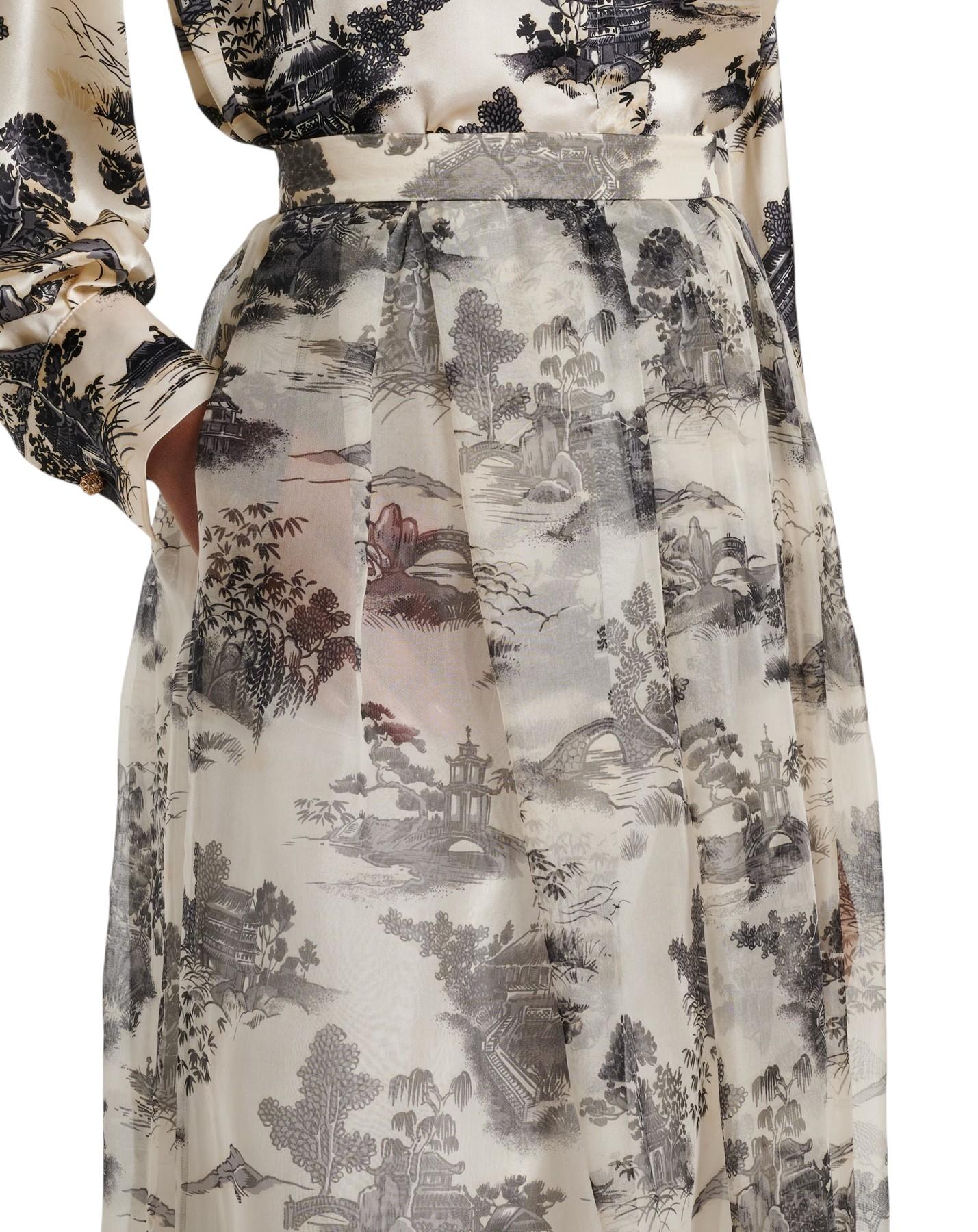 STUDIO Gonna Studio donna 2616101034600 002 Sabbia in organza di seta stampata Crema<BR/> 2616101034600 002