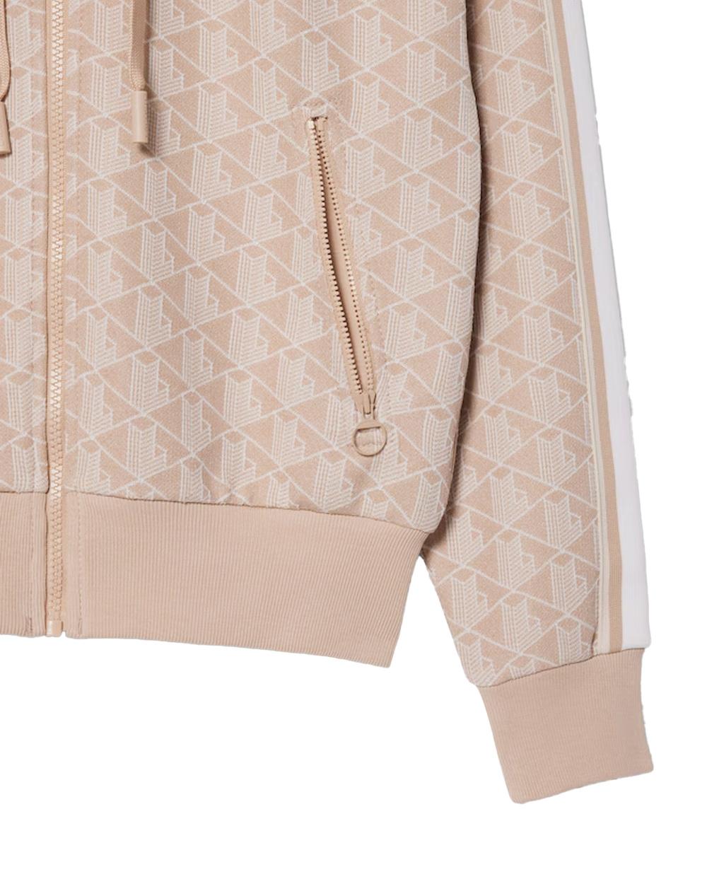 LACOSTE Felpa LACOSTE donna SF7606 Beige cappuccio regular fit taglio dritto coccodrillo SF7606 8GI