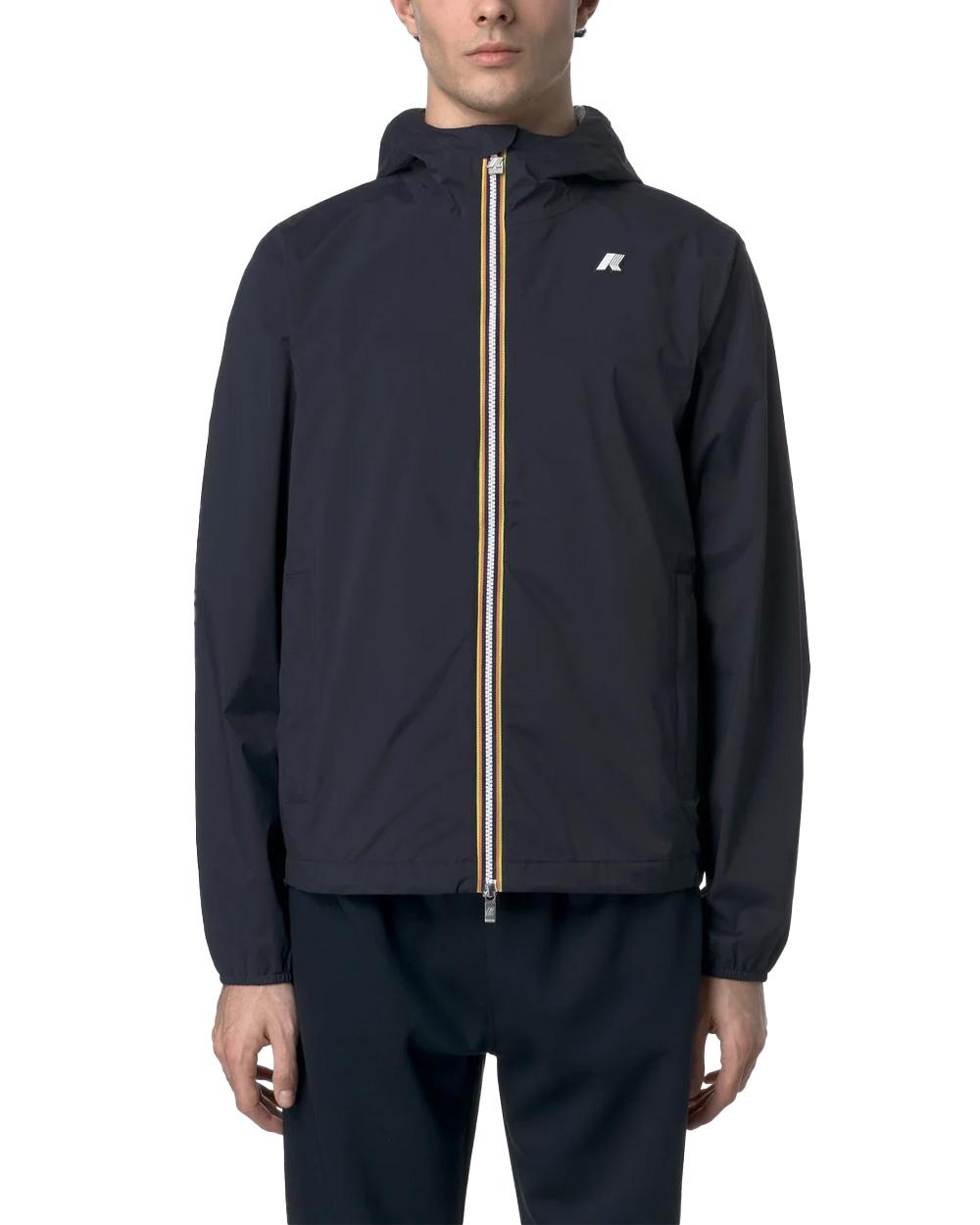 K-WAY Giubbino K-WAY uomo K3123UW JACK STRETCH NYLON JERSEY Blu impermeabile antivento cappuccio zip K3123UW K89