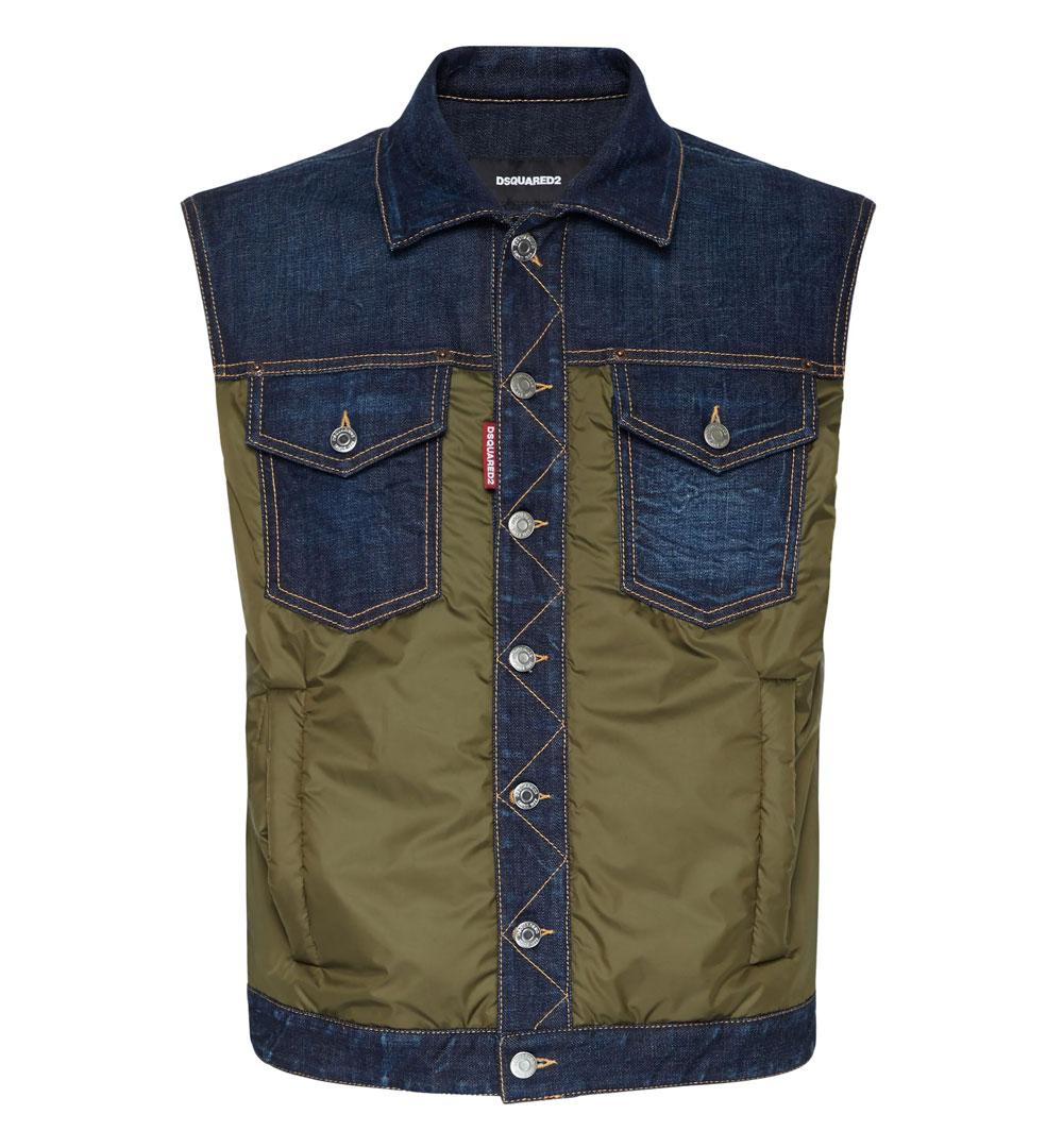 DSQUARED2 Smanicato Dsquared2 uomo S74FB0336S30664 navy verde militare dark urban wash denim puffer<BR/><BR/> S74FB0336S30664 966