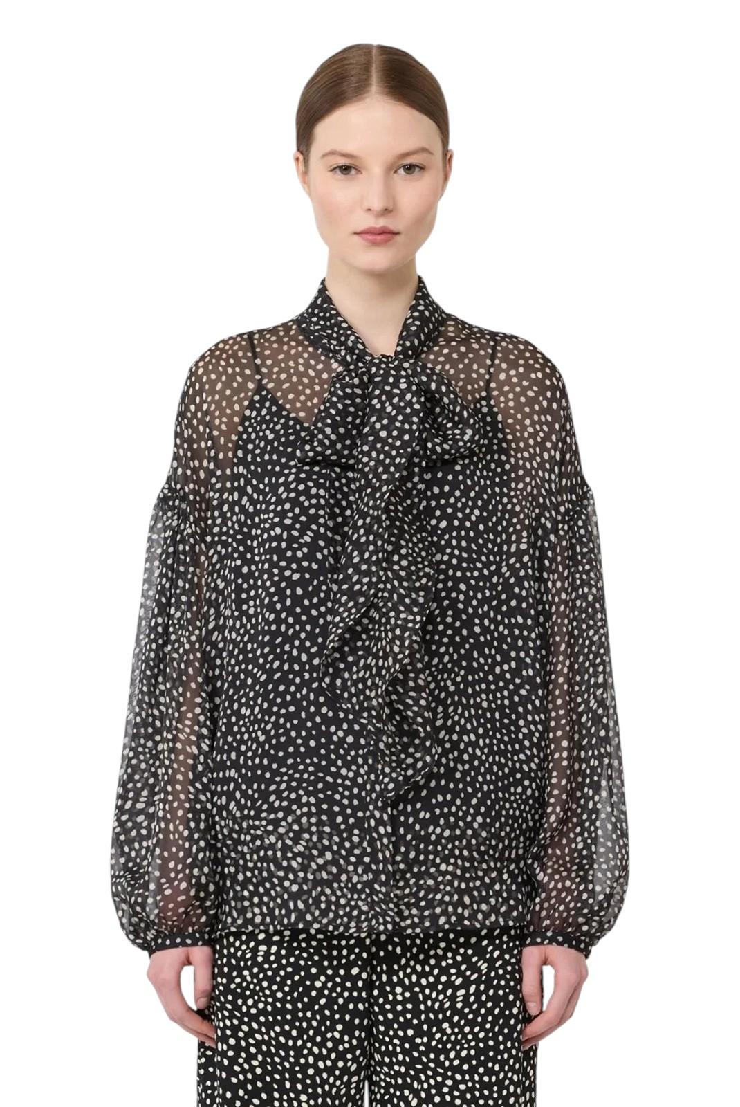 STUDIO Blusa Studio donna 2616261015600 002 Etere in chiffon a pois Nera<BR/> 2616261015600 002