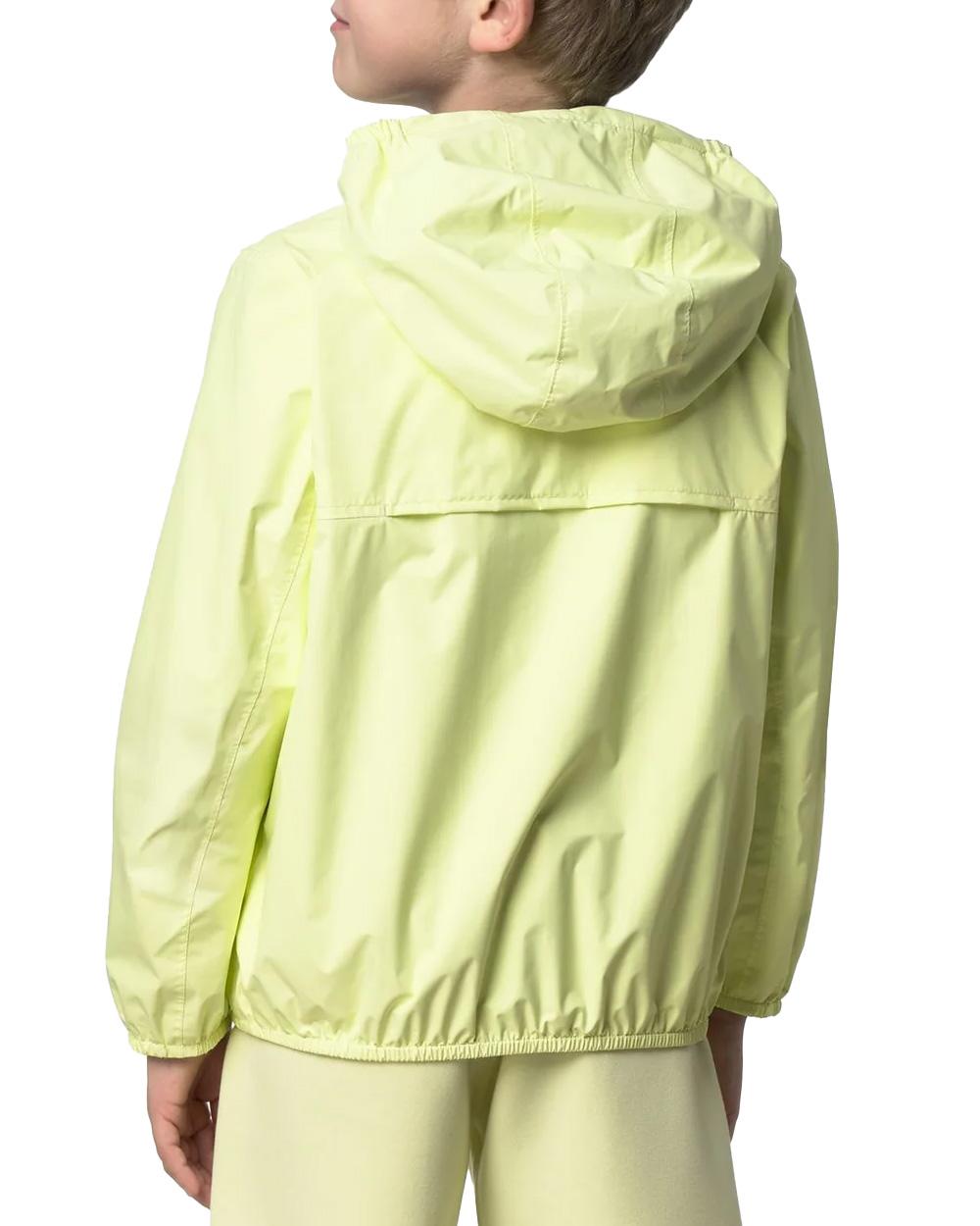 K-WAY Giubbino K-WAY bambino K61314W P. JAKE PLUS.2 REVERSIBLE Lime Blu impermeabile antivento tasche cappuccio K61314W C70