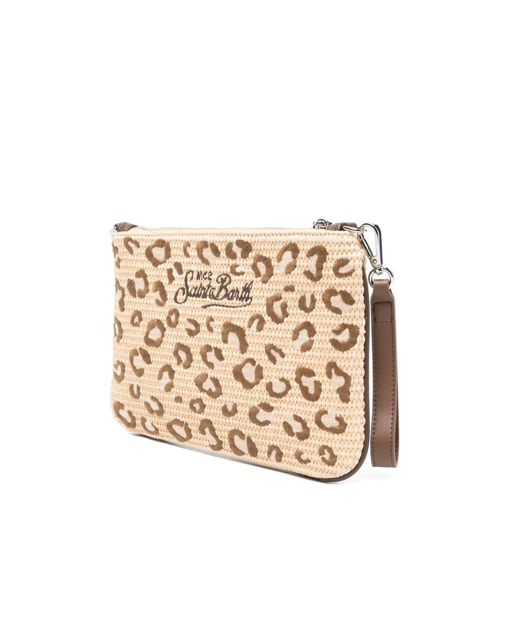 MC2 SAINT BARTH Pochette MC2 SAINT BARTH donna Parisienne PAR002100349L Beige logo leopardato zip<BR/> PAR002100349L 18