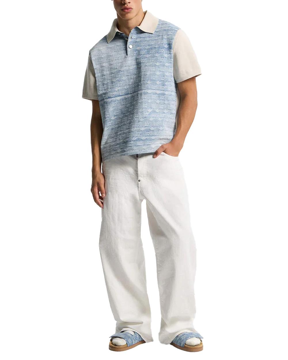 DSQUARED2 Polo DSQUARED2 uomo S74HA1607D13193 Azzurra cotone inserto deni bottoni S74HA1607D13193 961