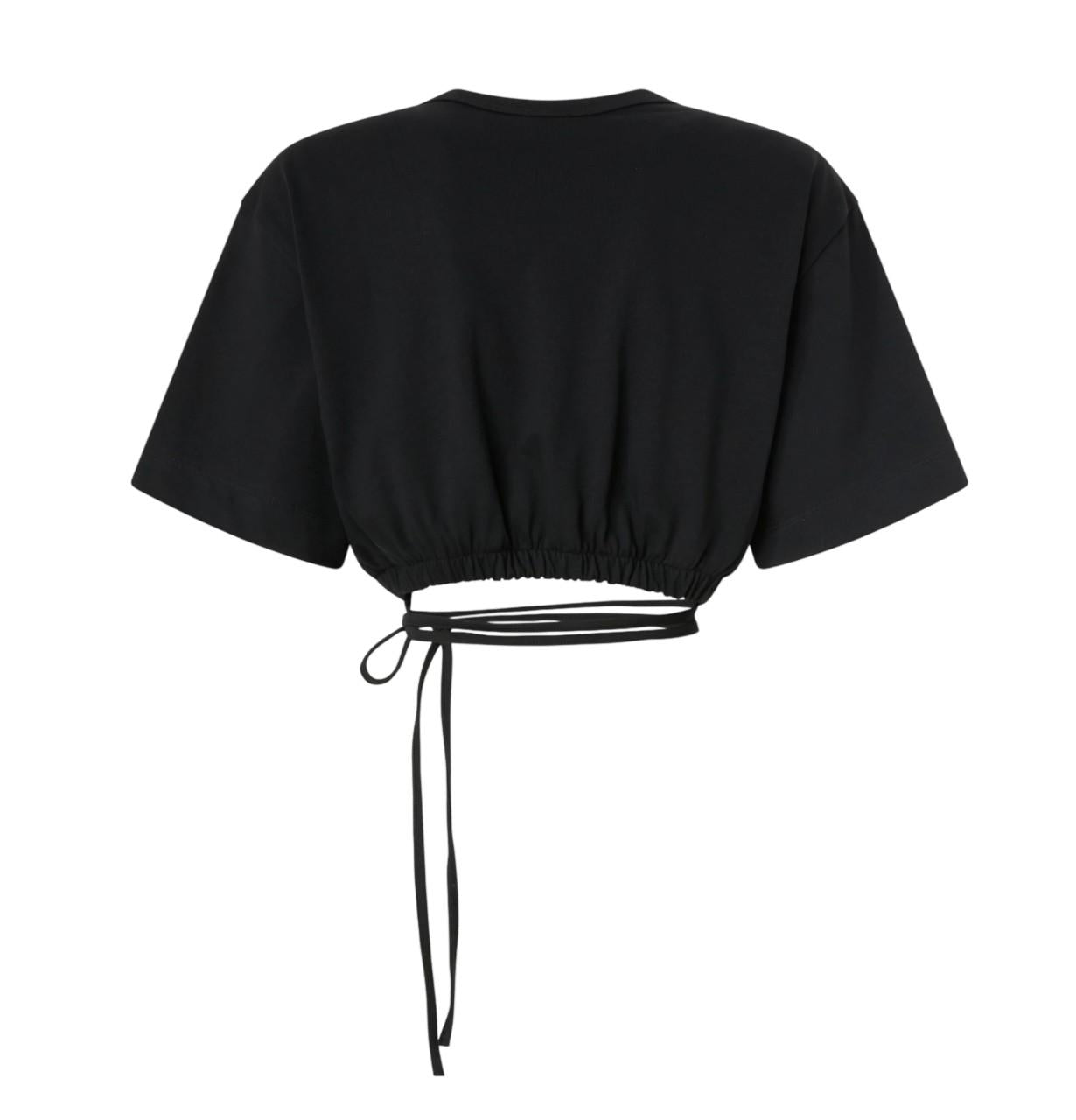 PINKO T-shirt Pinko donna 106907A3AR Z99 Ariano cropped con laccio Nero <BR/> 106907A3AR Z99