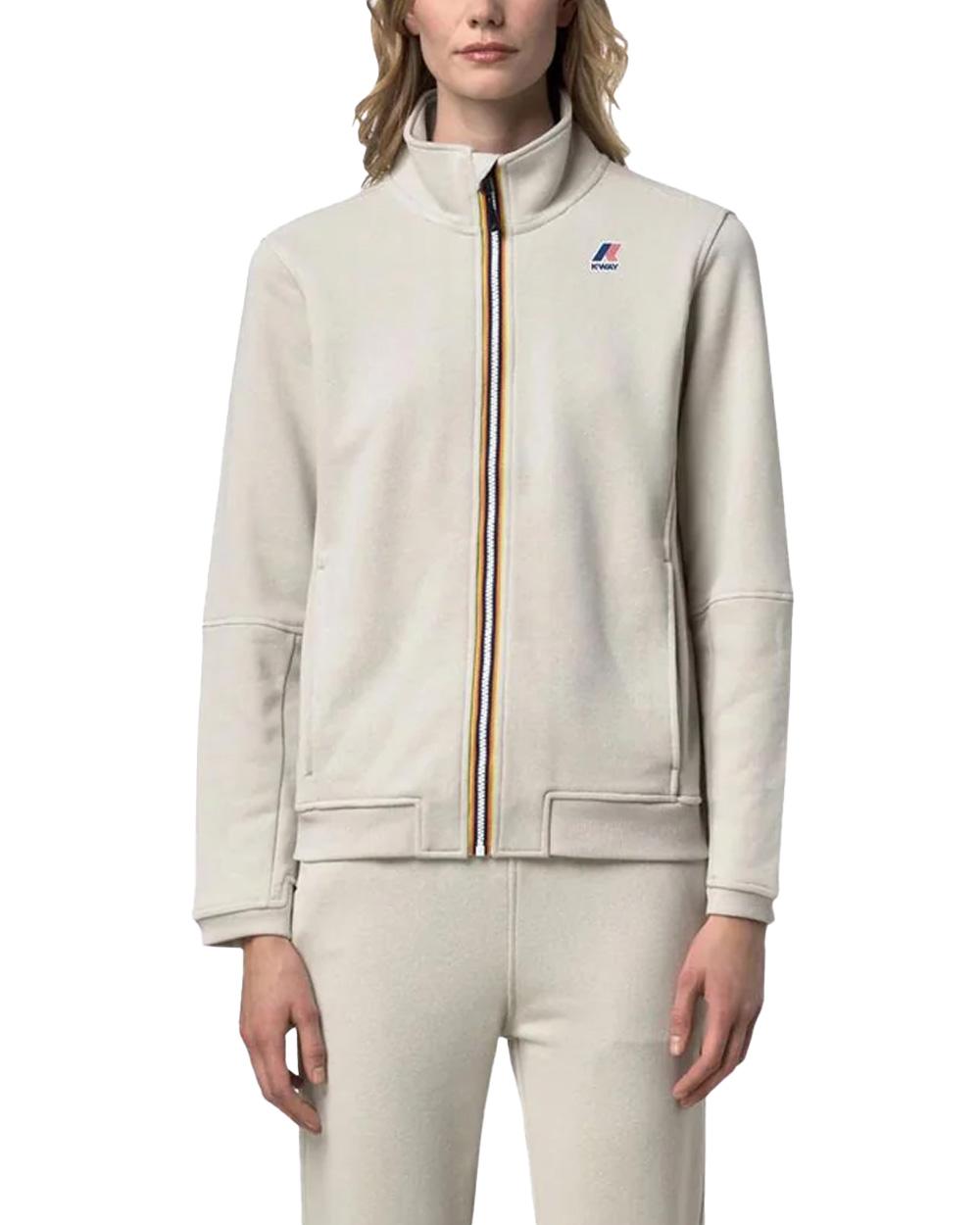 K-WAY Felpa K-WAY donna K1126IW PEPIN POLY COTTON Beige collo alto full zip tasche vestibilità regolare K1126IW 634