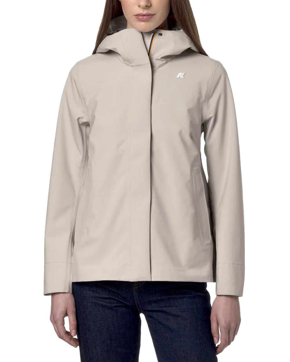 K-WAY Giubbino K-WAY donna K3137GW MADALINA BONDED JERSEY Beige poliestere cappuccio zip tasche linea svasata fitting regolare K3137GW 634