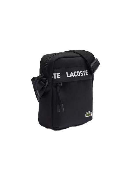 LACOSTE Borsa Lacoste unisex Neocroc NU4686NZ Nera a tracolla tessuto riciclato cinghia regolabile tasca mesh NU4686NZ N37