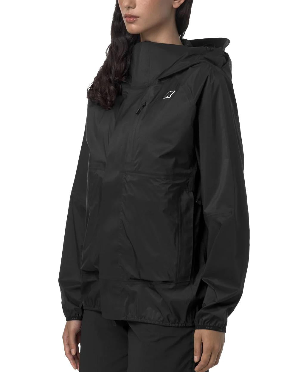 K-WAY Giubbino K-WAY unisex K5122MW ROCHE Nero impermeabile tasche logo cappuccio K5122MW USY