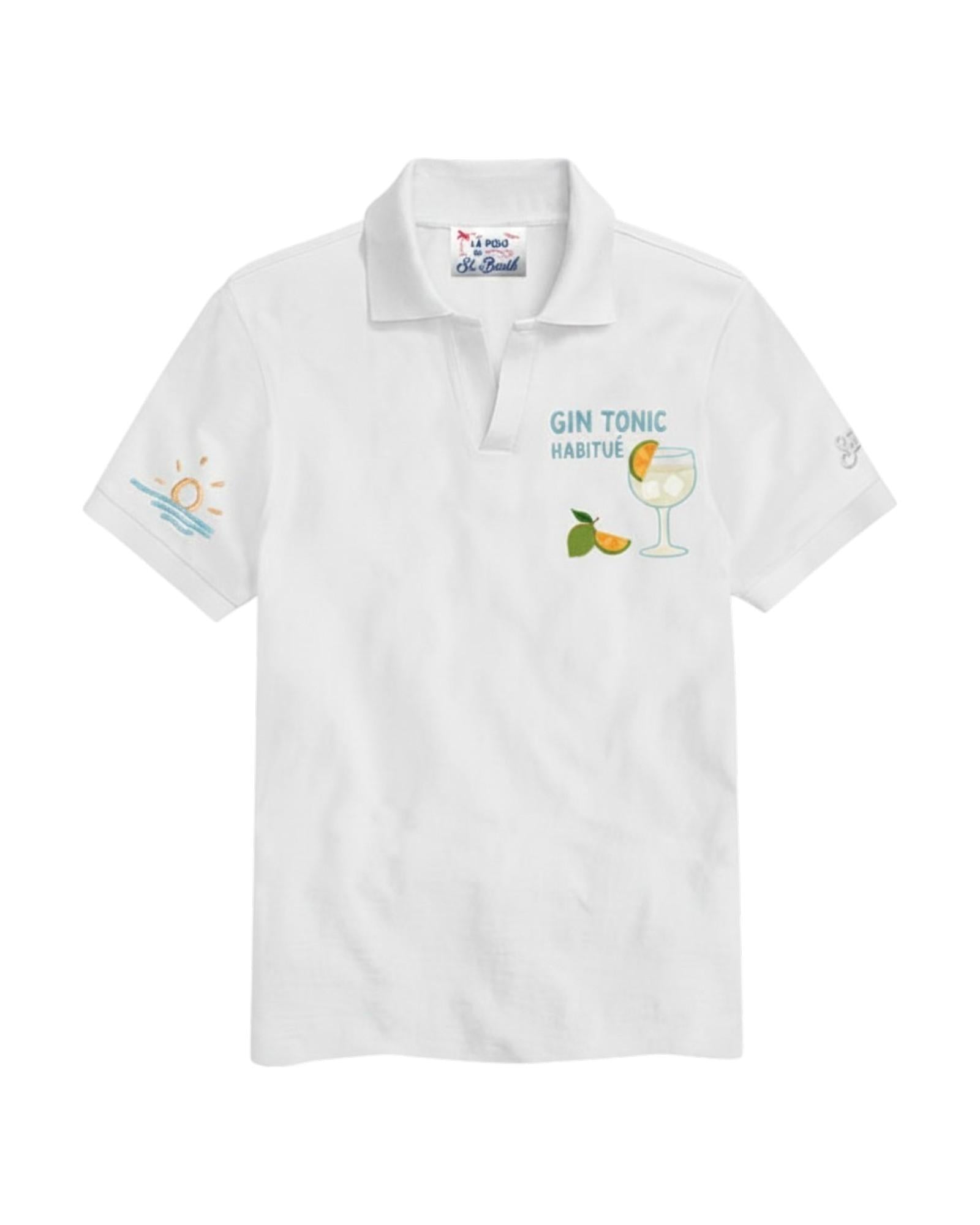 MC2 SAINT BARTH Polo MC2 SAINT BARTH uomo CHS0001 08482L 01H Charles in piquet con ricamo Gin Habituè Bianco CHS000108482L 01H