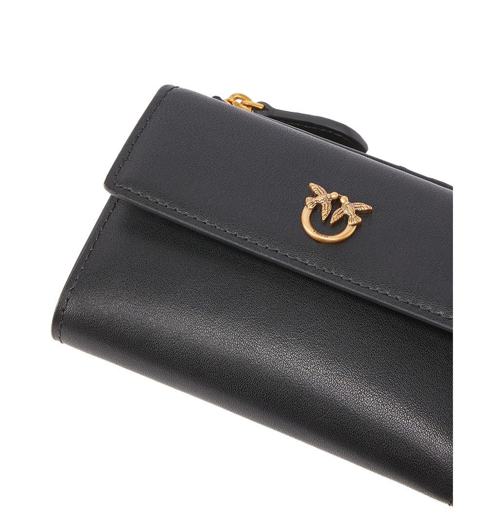 PINKO Portafoglio Pinko donna Compact Wallet 103612 A0F1 Nero pelle rettangolare texture portamonete bottone 103612 A0F1 Z99Q