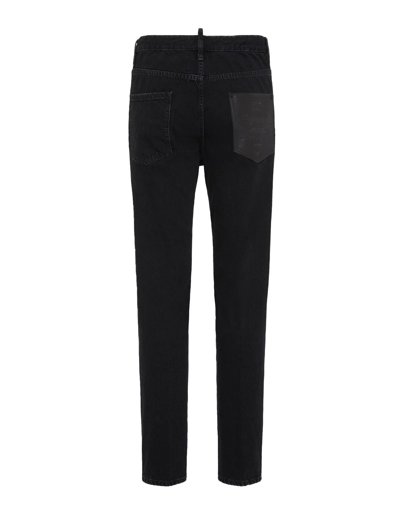 DSQUARED2 Jeans Dsquared2 uomo S74LB1766D30015900 Nero denim tasca di pelle retro S74LB1766D30015 900