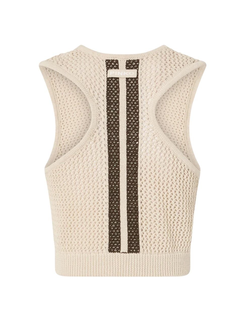 PINKO Top Pinko donna 106837A3B4 C44 Morus Crop a rete Grigio 106837A3B4 C44