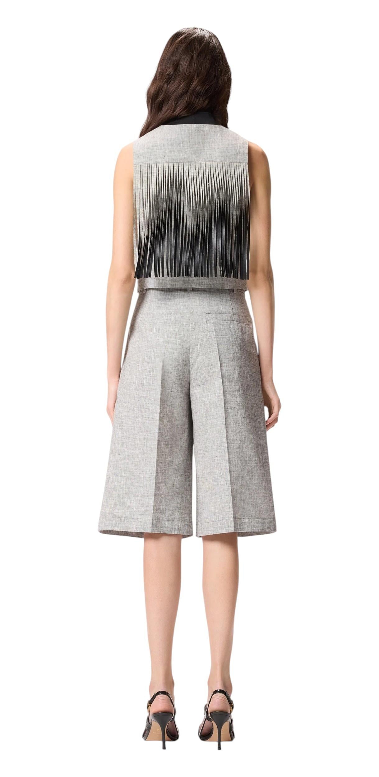 PINKO Gilet Pinko donna 106965A3AS ZZ2 Boretto con frange cotone e lino Grigio<BR/> 106965A3AS ZZ2
