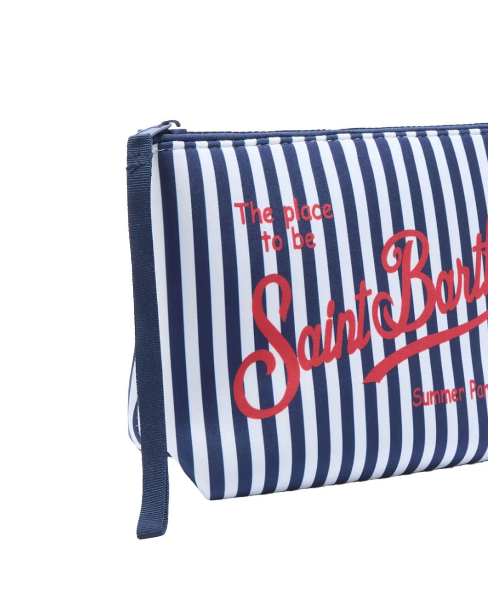 MC2 SAINT BARTH Pochette MC2 SAINT BARTH ALINE STRIPES ALIN00107714L Blu scuba righe zip laccetto ALIN00107714L 61