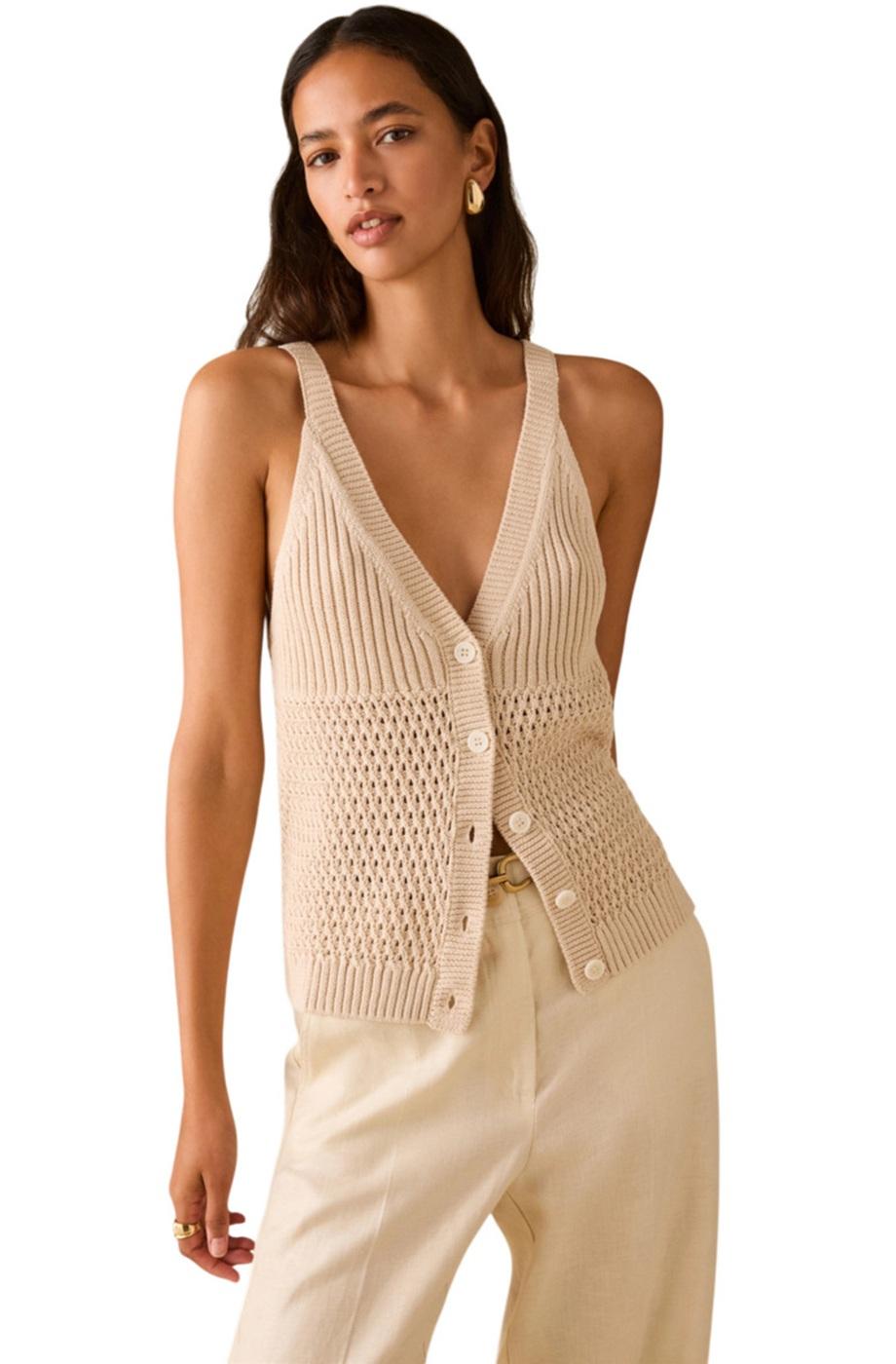 PENNYBLACK Top Pennyblack donna 2611351023200 001 Dialogo a rete e coste Beige<BR/> 2611351023200 001