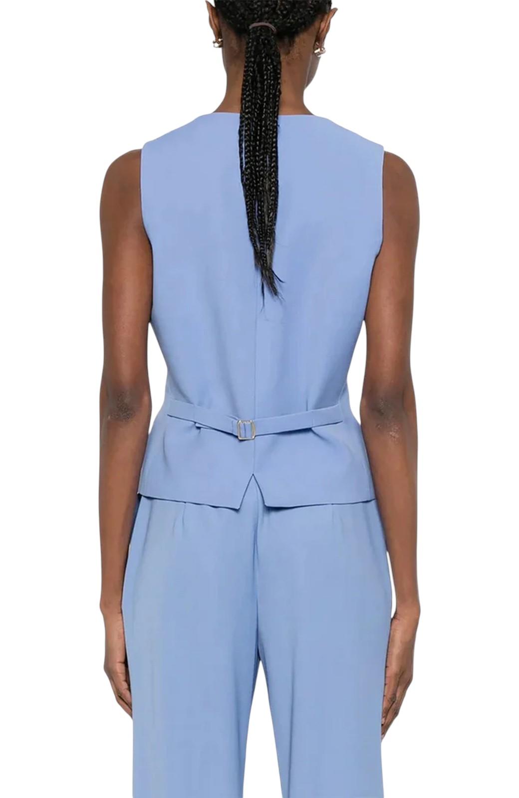 STUDIO Gilet Studio donna 2616151011600 011 Madia in crêpe di lana Azzurro<BR/> 2616151011600 011
