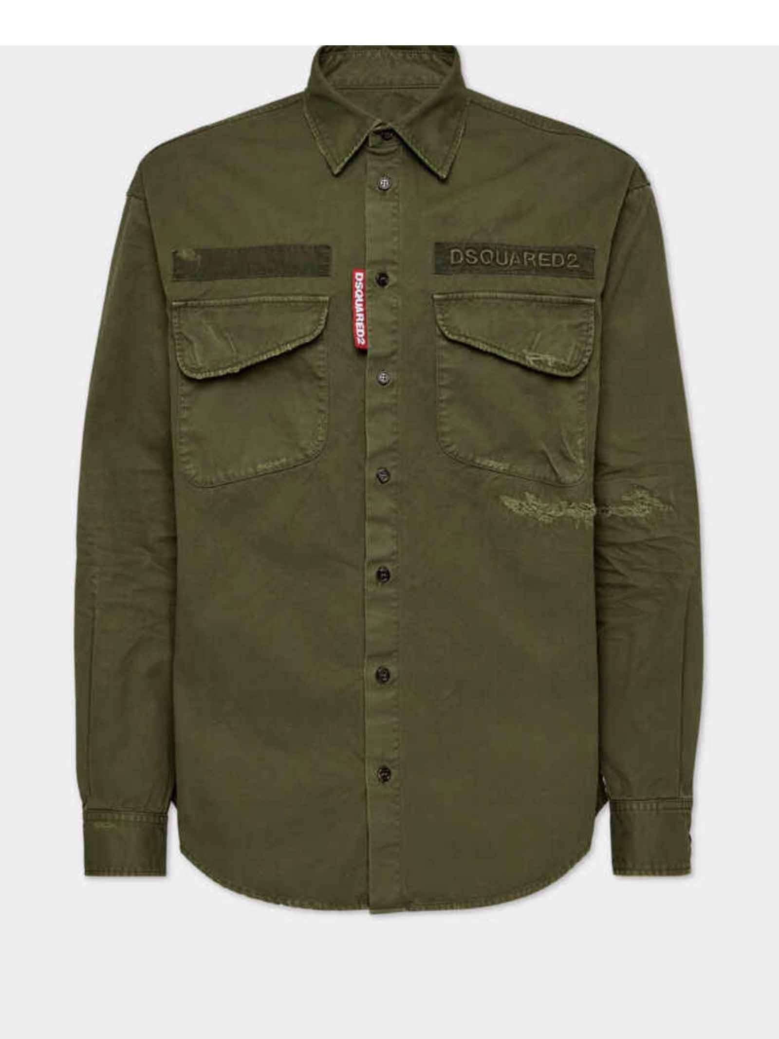 DSQUARED2 CAMICIA VERDE MILITARE dsquared 2 con tasconi S74DM0875S78205 695