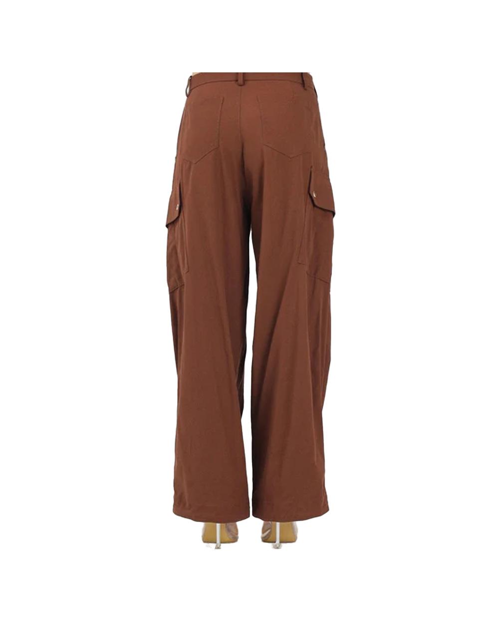 PINKO Pantalone PINKO donna ROSALIN 106278A2ER Marrone cotone twill linea ampia tasche<BR/> 106278A2ER L78